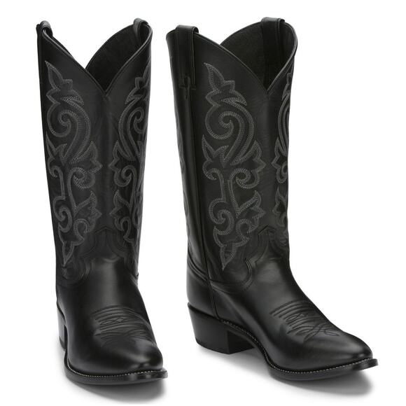 Justin Mens Black London Calf Leather Western Boots 13in Cowboy Black Sz 10.5 main image 14